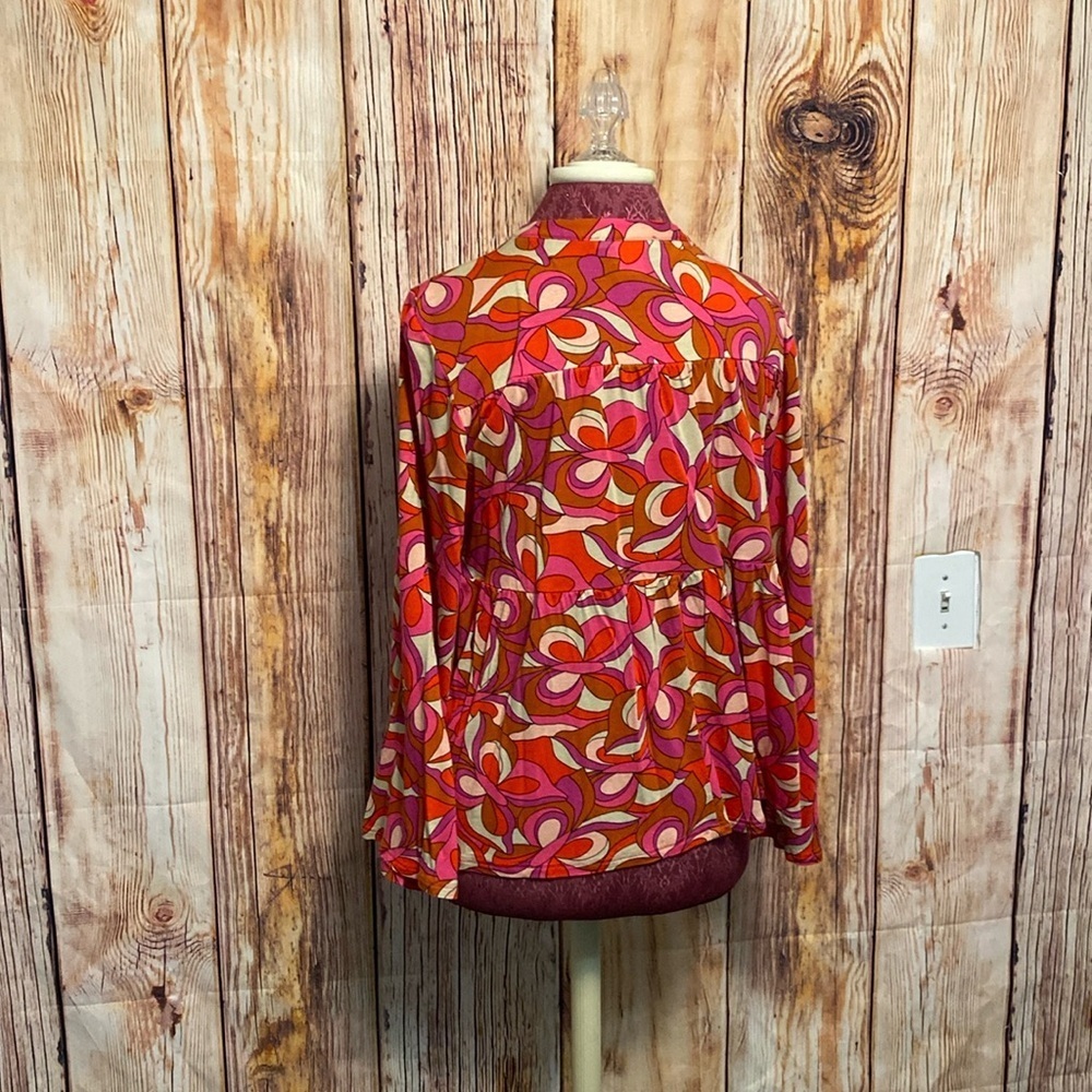 Women’s Boho Lascana Venus Multi Color Blouse Size XL with Bell Sleeve - Picture 4 of 8